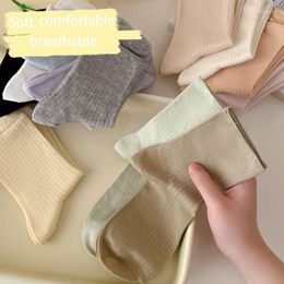 Women Socks Cotton Solid Color Simple Sweet Cute Candy Fashion Trendy Versatile Sports Pile Up 1B110