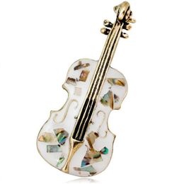 Pins Brooches Uni Musical Instruments Violin Maple Leaf For Women Enamel Coat Collar Brooch Drop Delivery Jewellery Dhiv3