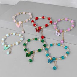 Charm Bracelets Korean Multicolour Butterfly Pendant Crystal Gold Colour Spacer Beads Women Men Friendship Party Jewellery