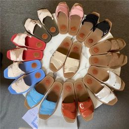 Brand Slippers Dupe AAAAA Boots WOODY Retro Letter Sandals Shoes Flops Leather Slipper Casual Flat Summer Outdoor Beach Holiday Dupe Women Shoe Box