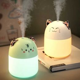 Humidifiers Smiling Cat Tiger Humidifier 250ML Color Air Cooler USB Home Desktop Mister Car Mini Humidifier L230914