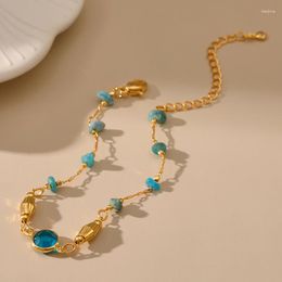Strand CCGOOD Irregular Light Blue Stone Bracelet For Women Gold Plated 18 K High Quality Bracelets Minimalist Jewelry Pulseras Mujer