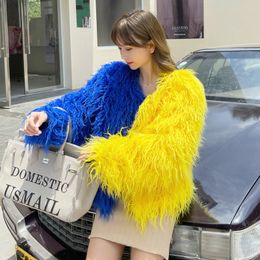 Women's Fur Faux Fur Faux fur jacket women short Overcoat lamb wool Mongolia Sheep Fur Coat Patchwork winter coat fluffy jacket Artificial Fur Coat 230912