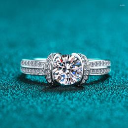 Cluster Rings Inbeaut 925 Silver Excellent Cut 1 Ct VVS1 Moissanite Crown Ring Pass Diamond Test Round Engagement For Women