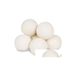 Other Laundry Products 7Cm Wool Dryer Balls Natural Fabric Softener 100% Organic Reusable Ball For Static Reduces Drying Time Drop Del Dhxba