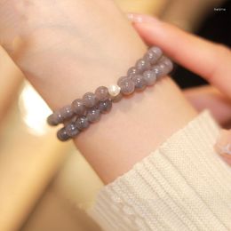 Strand Smoke Purple Hetian Jade Double Layer Bracelet Small Silver Brand String Pearl Female Send Girlfriend Gift Art