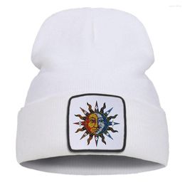 Berets Celestial Mosaic Sunmoon Classic Knitted Hat Unisex Warm Windproof Male Colourful Hats Sport Winter Punk Men Hiking Caps