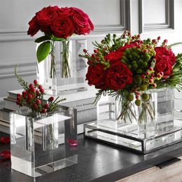 Vases Crystal transparent glass vase Modern simplicity Flowerpot Hydroponic plant container Home decoration accessories Flower vases 230914