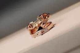2023 Luxury quality charm punk ring with diamond and hollow design in 18k rose gold plated have stamp box PS4484A