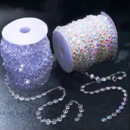 99FT Garland Diamond Strand Clear Acrylic Crystal 10mm Beads Chain DIY Wedding Curtain Party Decorations supplies