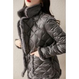 Damen Daunenparkas Parka Damen Plus Size Gepolsterter Mantel 2023 Winter Baumwollkleidung Künstliches Nerzhaar Spleißen Warme Jacken Frau 230914