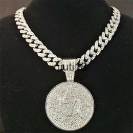 Pendant Necklaces Pendant Necklaces Hip Hop Crystal Lucky Number 7 Pendant With Big Miami Cuban Chain Choker Necklace For Men Women Iced Out Coin Jewellery 220909 x0909