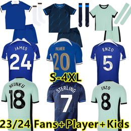 S-4XL 2023 Nkunku CFC Fußballtrikots Enzo Fernandez Mudryk Joao Felix STERLING Fofana Cucurella KOULIBALY PULISIC Chukwuemeka Fußballtrikot 23 24 Fans Spieler Kinder