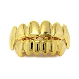 Grillz Teeth Set High Quality Mens Hip Hop Jewellery Real Gold Plated Grills Drop Delivery Dh73M