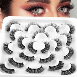 Russian Curled Fake Eyelashes Thick Fluffy Hand Made Reusable Multilayer 3D False Lashes Extensions D Curly Full Strip Lash Beauty Supply