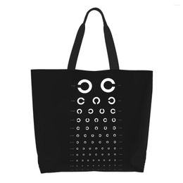 Shopping Bags Funny Printing Ophthalmologist Tote Washable Canvas Shoulder Shopper Eye Exam Chart Handbag