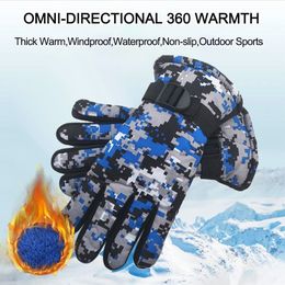 Childrens Finger Gloves Fashion Kids Winter Fleece Warm Camouflage Children Thick Outdoor Ski Mittens for Boys And Girls 713 Years Old 230914