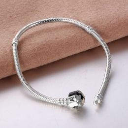 S925 Sterling Silver Plated Snake Chain Bracelet Fit Pandora Charm Beads Hand Chain Bracelets Bangle for Women DIY Beads Bracelet Jewellery Making Accessories 3MM