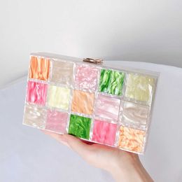 Gu Lingjing's suitcase, bag, acrylic bag, Colour matching, cloud glue small square bag, female oblique cross, large capacity, small Qing novice, take the bag 230914