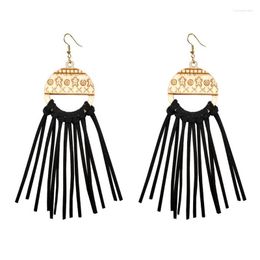 Dangle Earrings Long Faux Leather Tassel Christmas For Women Laser Cut Deer Gingerbread Wood 2023 Gifts Wholesale