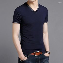 Men's T Shirts 2023 Shirt Mens V Neck Solid Colour Summer Trends Tops Street Wear Top Grade Short Sleeve T-Shirt Men Clothing