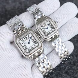 womens movement watches Mens luxury Watchs panthere watch 22m 27mm Square Stainless Steel Strap Quartz Water Resistant Ladies Watches orologio montre high quality