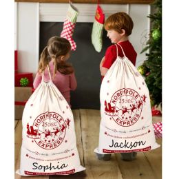 Exclusive Sales Christmas Santa Sack Deer Drawstring Canvas Santa Bag New Year Christmas Decorations for Home Stockings Gift Bag 914