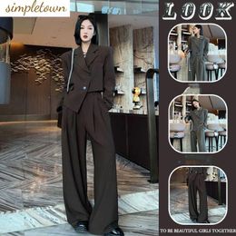 Women's Two Piece Pants 2023 Spring And Autumn Korean Irregular Suit Coat Versatile Western Style Wide Leg Set For Women