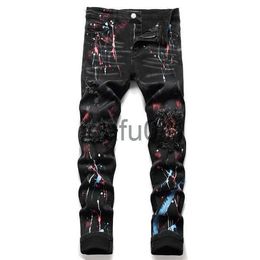 Men's Jeans Mens Designer Jeans Fashion European America Style Jean Hombre Letter Star Embroidery Pants Patchwork Ripped for Motorcycle Pant Skinny OAHI x0914