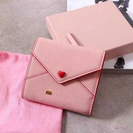 Luxury Mius Purse Designer Wallet Card pack Handbag Purse Women's Three-fold Wallets Short Card Bag Envelope Zero Purse Leath299c