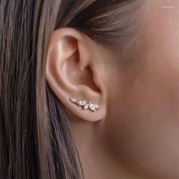 Stud Earrings Huitan Simple Stylish Leaf With Crystal Cubic Zirconia Exquisite Women Ear Piercing Accessories Versatile Jewelry