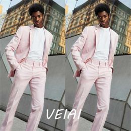 Men's Suits Pink Peaked Lapel Men For Wedding Suit Groom Tuxedos Blazer Coat Pants Slim Fit Prom Terno Masculino Costume Homme