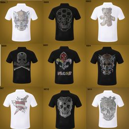 NEW PP Men Polo Shirt Summer Skull Diamond Phillip Plain Short Sleeve Designer T Shirt Harajuku Tee Brand Skulls Print Tops Streetwear FP187