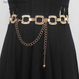 Belts New Metal Chain Women Belt Gold Silver Waist Chain Dress Jeans Cool Girls Lady Waistband Accessories Fashion Body Chain Q230914