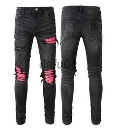 Men's Jeans 2023 Desiger Mes Jeas Me's High Street Jeas for Mes Pats Womes Oversize Patch Hole Deim Straight Fashio Streetwear Slim Legged x0914