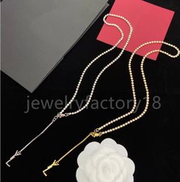 Women Necklace Long letter pendant necklace Rhinestone chain Designer Necklace Fashion Accessory jewelry Women luxury brand pendant necklace Jewellery Gift