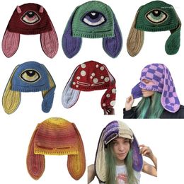 Berets Unique Hat Punk Headgear For Outdoors Knitted Long Ears Yarn Large Winter Beanie