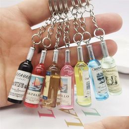 Resin Beer Wine Bottle Cute Novelty Keychain Assorted Colour For Women Men Car Bag Keyring Pendant Accessions Party Gift 7 Drop Delivery