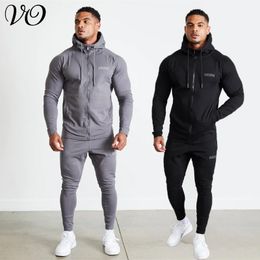 Men's Tracksuits Jogger Sports Fitness Tracksuit Cotton Zipper Cardigan Embroidered Hoodie Pants Two Piece Set Gym Running Training Clothes 230914