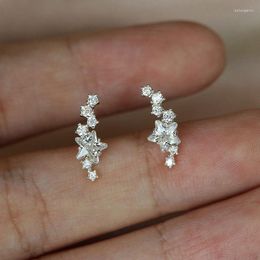 Stud Earrings Huitan Fancy Women's Star Silver Color/Gold Color Ear Piercing Daily Wearable Versatile Girls Fashion Jewelry