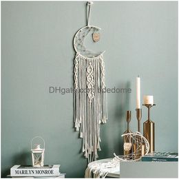 Other Home Decor Tassel Dream Catcher Moon Owl Tapestry Handmade Rame Pendant Wall Hanging Decoration Bedroom Drop Delivery Garden Dhr2I