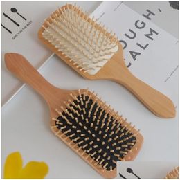 Other Housekeeping Organisation Wood Comb Professional Healthy Paddle Cushion Hair Loss Mas Brush Hairbrush Scalp Care Wooden Wly Dhydt