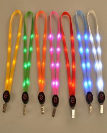 LED Light Up Lanyard Key Chain ID Keys Holder 3 Modes Flashing Hanging Rope 7 Colours 100pcs OOA38142639033 ZZ