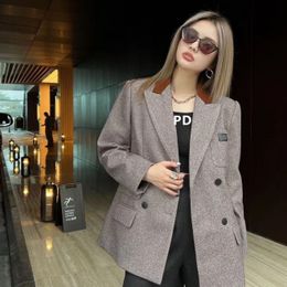 PRA ve DA Woman's Tasarımcı Takımları Blazers Ceket Ceket Giysileri Bahar Sonbahar Yeni Salınan Retro Renk Kontrast Üstü