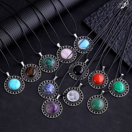 Natural Stone sunflower Shape Pendant Amethyst Opal Rose Quartz Crystal Pendant Charms Jewellery Making originality Necklaces