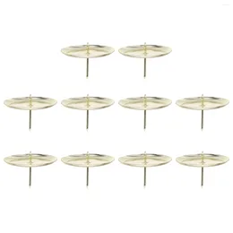 Candle Holders 10 Pcs Gold Table Decorations Holder Round Candlestick Decorative Home Decorate Iron