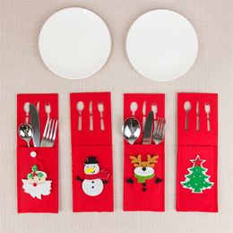 Christmas tableware set knife and fork decoration Felt cartoon bag Party festival tableware bag by Ocean-shipping P89