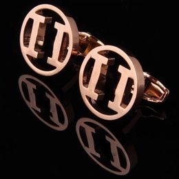 Cuff Links Oval H Stainless Steel Cufflinks Sier Mens Jewelry For Business Sports Gifts