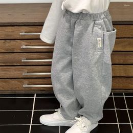 Trousers Autumn Boys And Girls Solid Color Loose Sweatpants Children Cotton All-match Sports Pants