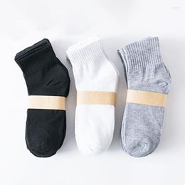 Men's Socks 5Pair/Lot Men Male Business Solid Colour Tube Calcetines Breathable Crew Mid Thin Black White Spring Summer